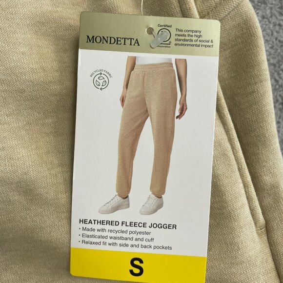 NEW Mondetta Women's S Heathered Fleece Jogger Pants Relaxed Fit Beige - Picture 5 of 9